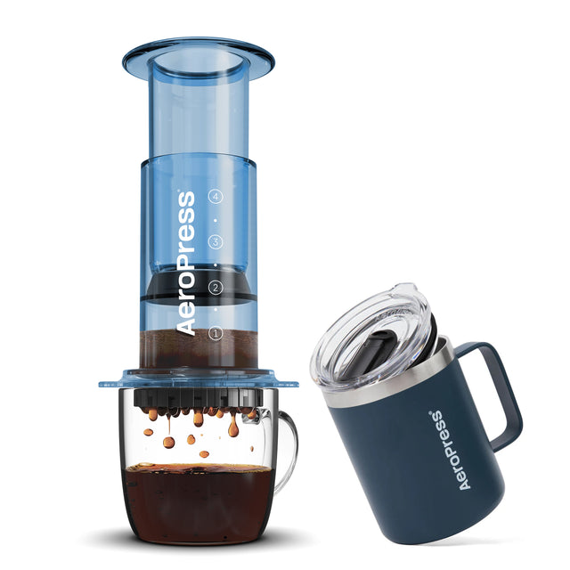 AeroPress Clear Colour Coffee Maker + Travel Mug Bundle