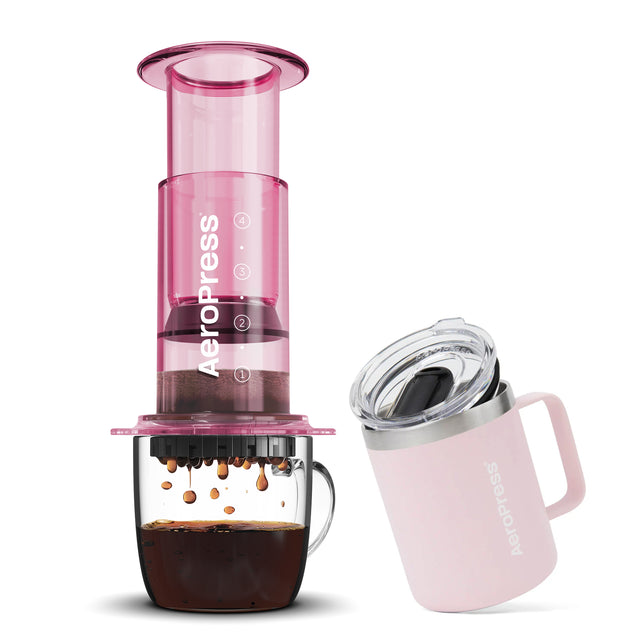 AeroPress Clear Colour Coffee Maker + Travel Mug Bundle