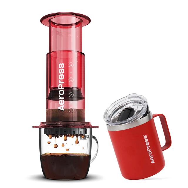 AeroPress Clear Colour Coffee Maker + Travel Mug Bundle