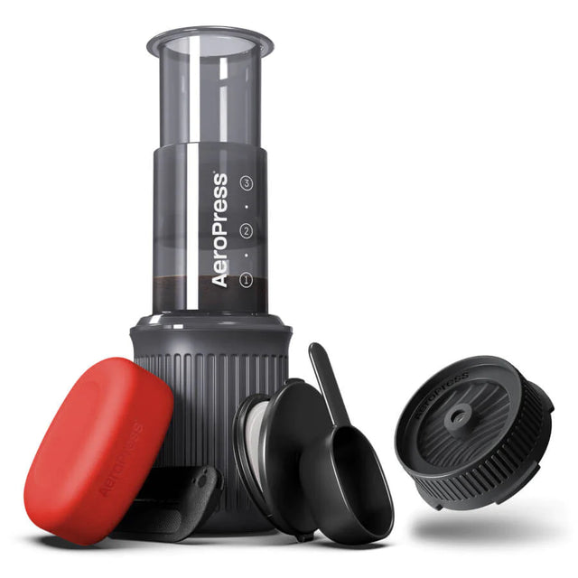 AeroPress Go Travel Coffee Maker + Flow Control Filter Cap Bundle