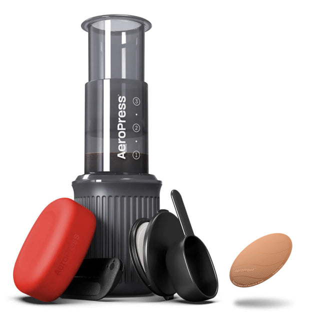 AeroPress Go Travel Coffee Maker + Gold Tone Super Fine Filter Bundle