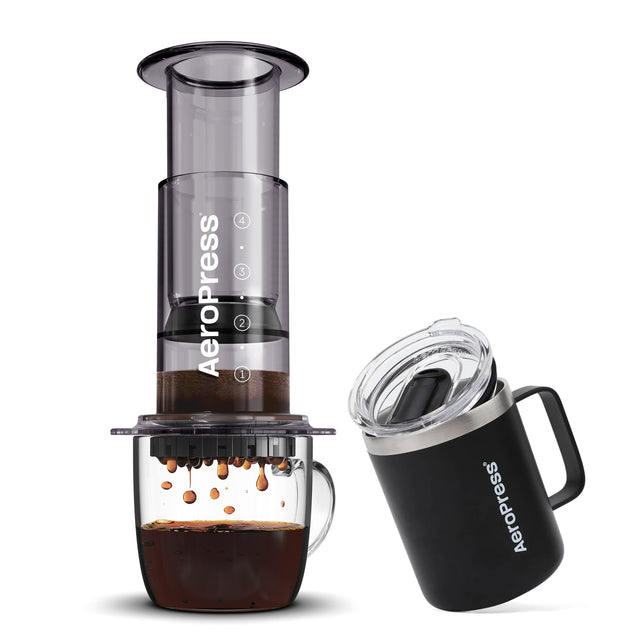 AeroPress Clear Colour Coffee Maker + Travel Mug Bundle