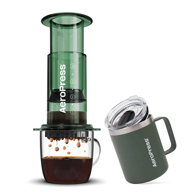 AeroPress Clear Colour Coffee Maker + Travel Mug Bundle