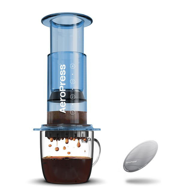 AeroPress Clear Colour Coffee Maker & Stainless Steel Filter Bundle