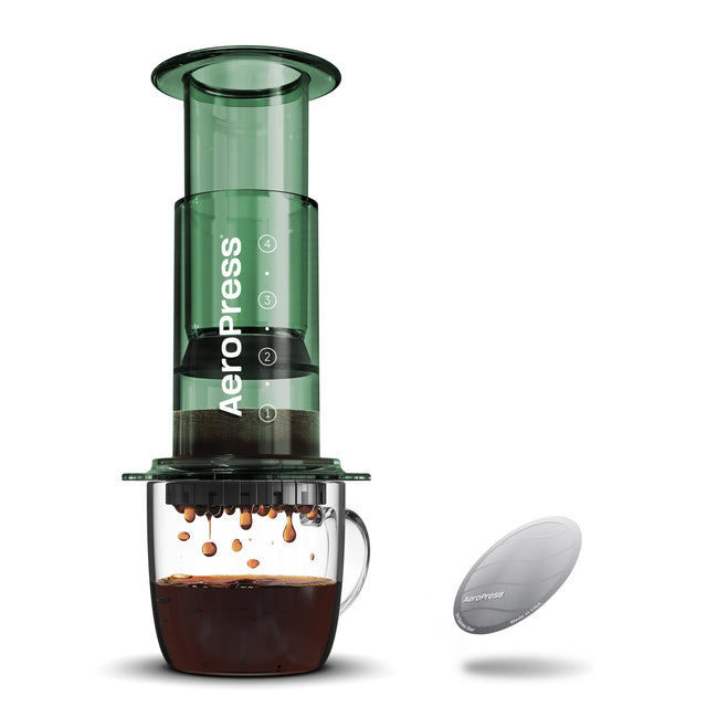 AeroPress Clear Colour Coffee Maker & Stainless Steel Filter Bundle