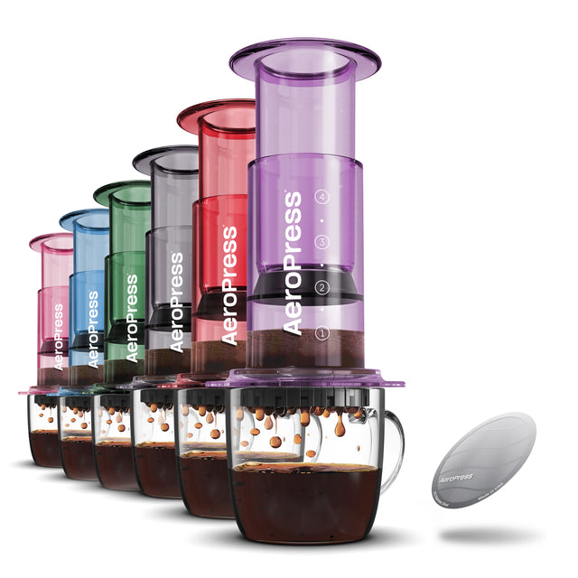 AeroPress Clear Colour Coffee Maker & Stainless Steel Filter Bundle