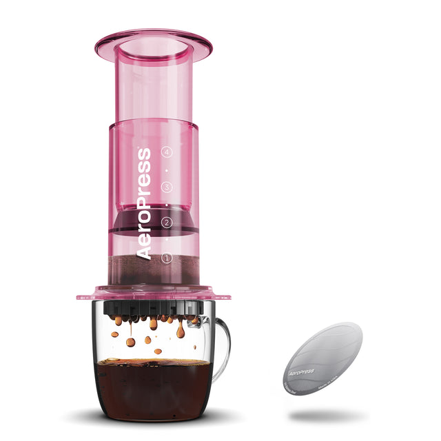 AeroPress Clear Colour Coffee Maker & Stainless Steel Filter Bundle