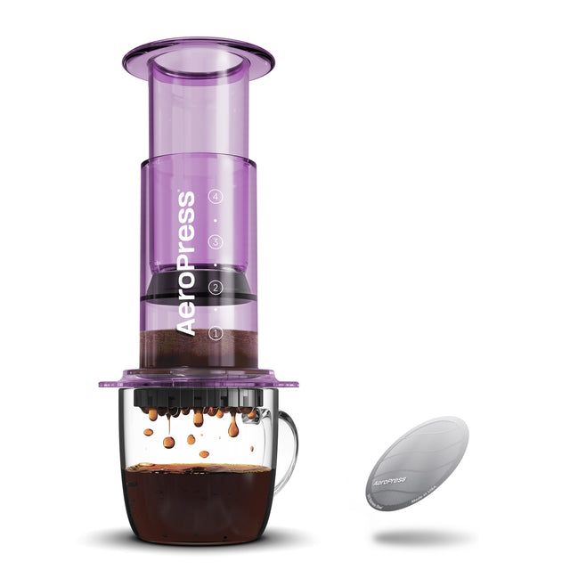 AeroPress Clear Colour Coffee Maker & Stainless Steel Filter Bundle