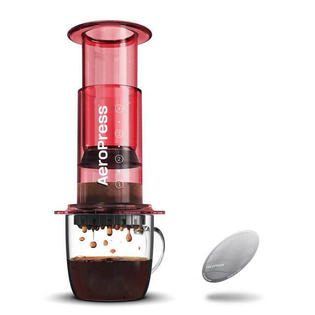 AeroPress Clear Colour Coffee Maker & Stainless Steel Filter Bundle
