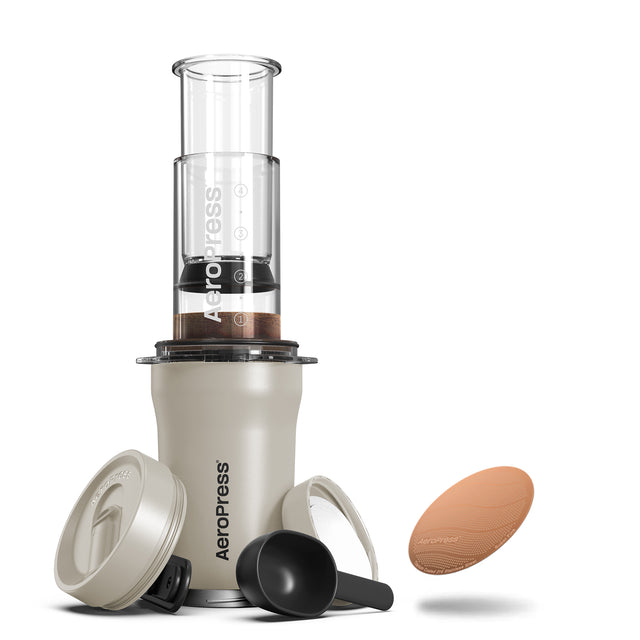AeroPress Go Plus Travel Coffee Maker + Gold Tone Super Fine Filter Bundle