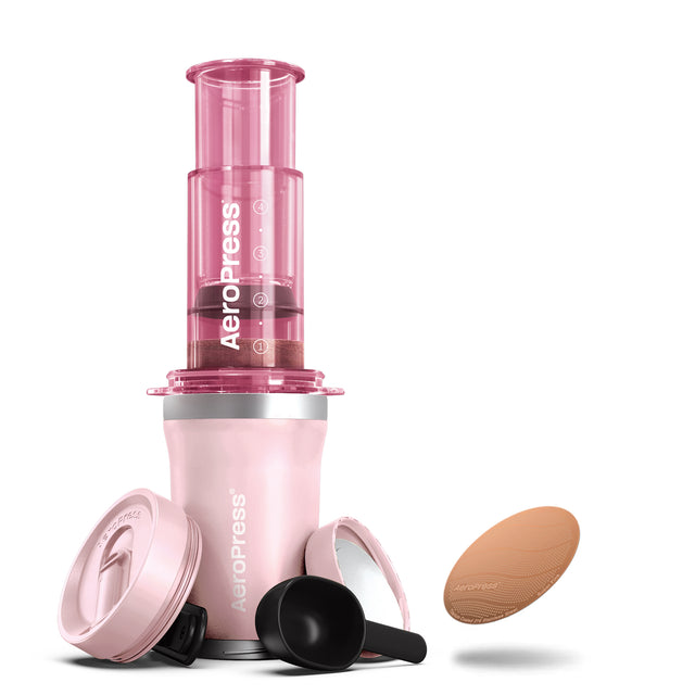 AeroPress Go Plus Travel Coffee Maker + Gold Tone Super Fine Filter Bundle